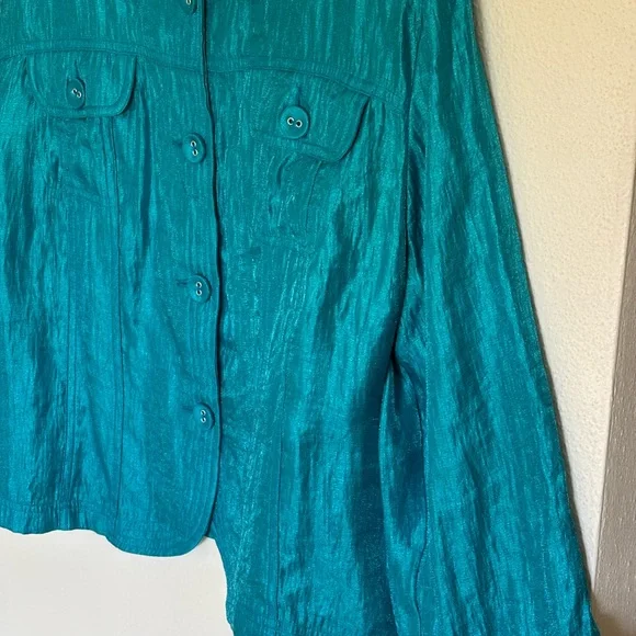 Ruby Rd. Teal Button-Up Top - Picture 3 of 9